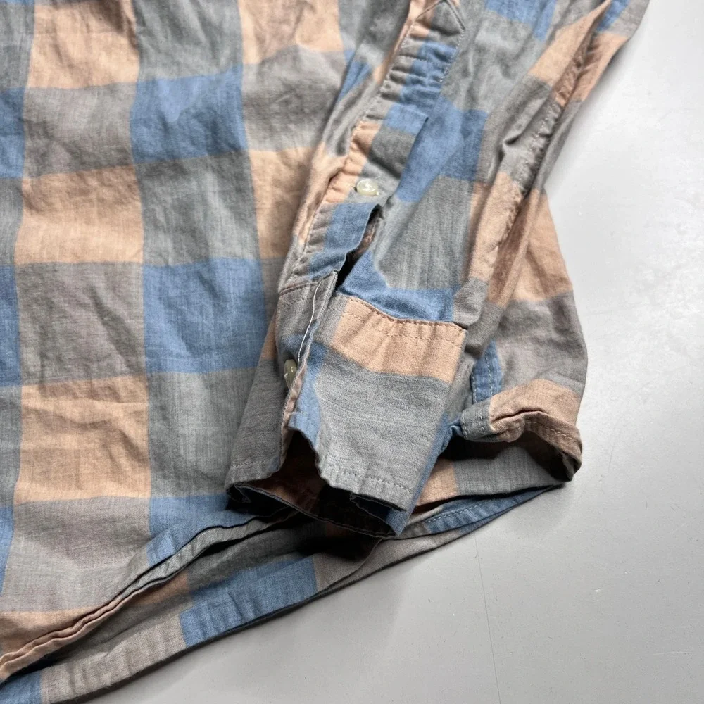 J.Crew‎ Secret Wash Shirt Mens XL Classic Fit Peach Check Button Down Stretch
